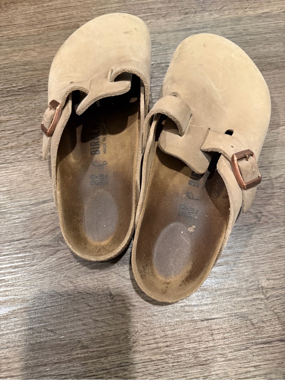 Birkenstock Taupe Suede Slip-On Buckle Clogs - Picture 3 of 4